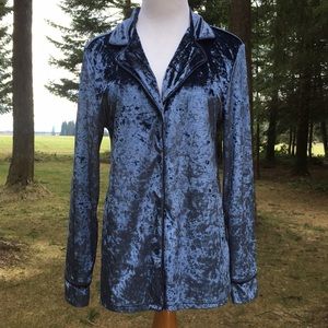 French Connection blue velvet-like pj’s M